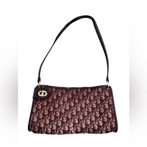 Dior Canvas Burgundy Shoulder Bag